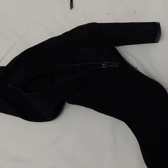 Over The Knee Black Faux Suede Boots Womens 11M Thigh High Stretch 4" Heel - Picture 4 of 9